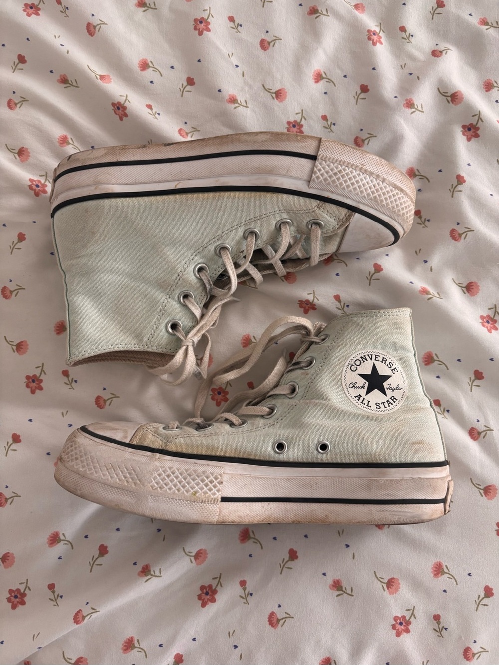 converse all star high top platform sneakers in pale mint 🦢